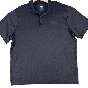 Under Armour Polo Shirt Men XL Black Performance 3.0 Print Geometric Golf Casual